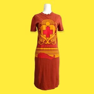 New York Industrie Y2k Graphic Industrial Art Nouveau Shirt Dress